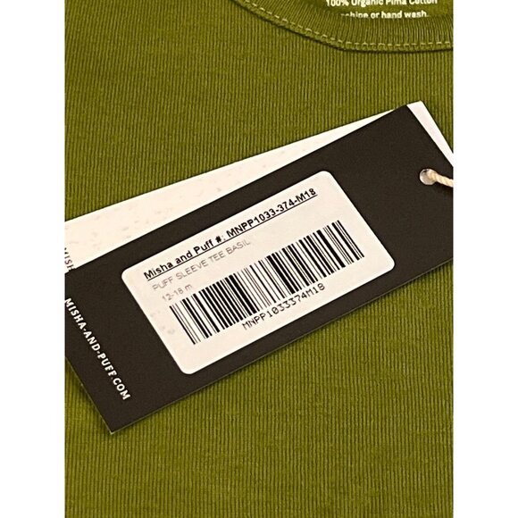 Misha & Puff Organic Pima Cotton Puff Sleeve Tee 12-18 Mo. - Picture 5 of 5